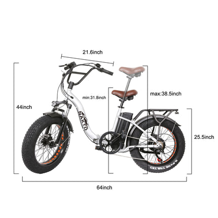 Nakto Folding Ox Step - Thru Fat Tire 500W Electric Fat Bike 20" - Shopsy Dropsy LLC