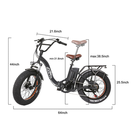 Nakto Folding Ox Step - Thru Fat Tire 500W Electric Fat Bike 20" - Shopsy Dropsy LLC