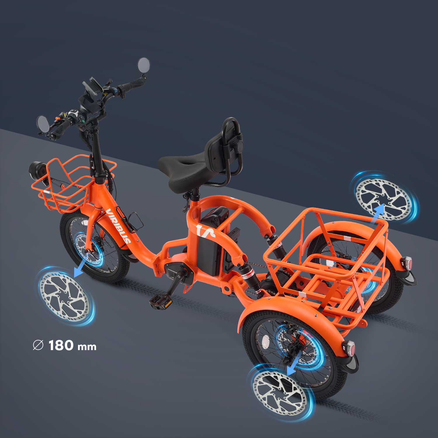 Viribus FC2 48V/750W Folding Electric Trike 18" Tire - Shopsy Dropsy LLC